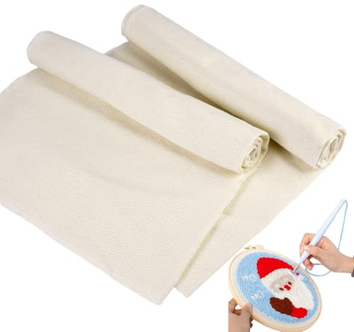 2 Stück Baumwoll Punch Needle Stoff, 57 × 57 cm Primäres Mönchstoff | Tufting Stoff,Mönchsstoff Punch Needle,Stanznadel Tuch,Waschbar,für DIY Handgefertigte, Stickereien,Stanznadel,Teppichnadel