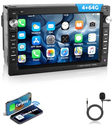 ESSGOO Android 15 4+64G Autoradio Drahtloses Carplay Android Auto Für VW | Polo MK3/4 9N Golf 4 Passat B5 T5 Seat Skoda Car Stereo, 7 Zoll Touchscreen mit Bluetooth FM RDS GPS WiFi