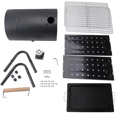 Barbecue portable au charbon de bois, réchaud de camping efficace pour pique-nique et camping (Noir avec plaque de cuisson)
