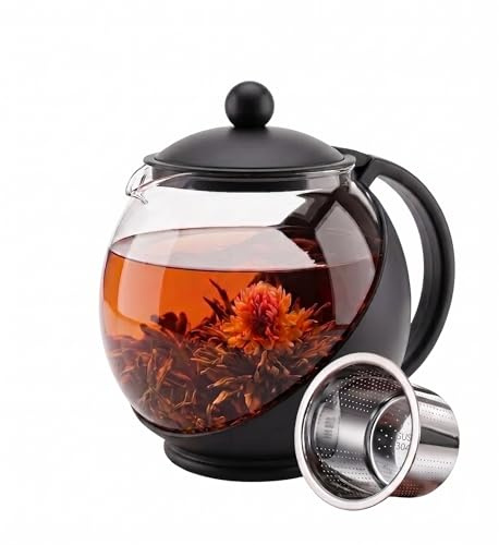 Jomop 750ml Glass Teapot with Infuser – Crystal Clear Loose Leaf Tea Maker for Personal Rituals & Small Spaces, Heat-Resistant Borosilicate Glass, Serves 2-3 Cups, Compact Design