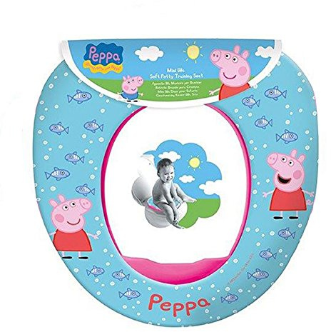 Asiento de entrenamiento para inodoro con relleno suave para niños Peppa Pig Azul
