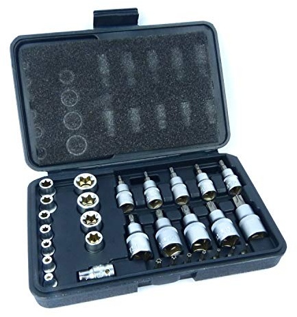 Ensemble de douilles et d’embouts hexagonaux (en étoile), 30 pièces, douilles Torx mâles et femelles, embouts E & T