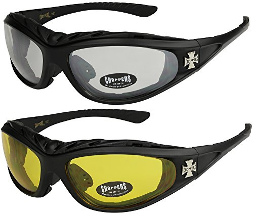 X-CRUZE 2er Pack Choppers 911 Sonnenbrillen Motorradbrille Sportbrille Radbrille mit Polsterung in den Farben schwarz, anthrazit, silber und weiß