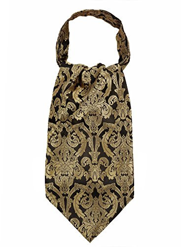 WANYING Herren Krawattenschal Ascotkrawatte Schal Cravat Ties Einfach Schick für Gentleman - Geblümt Gold & Schwarz