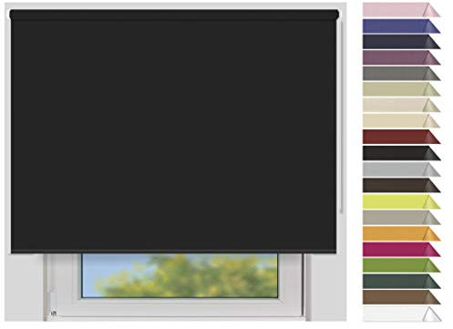 EFIXS Verdunklungsrollo Maxi - 32 mm Welle - Breiten: 40-240 cm - Höhen bis 240 cm - Hier: 220 cm x 190 cm (Stoffbreite x Höhe) - schwarz (7917) - lichtundurchlässig - Blickdicht