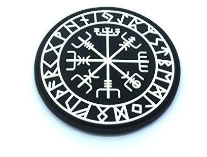 Aegishjalmr Viking Helm of Awe Terror Protection Norse Rune Wikinger Morale Patch PVC Airsoft Paintball Klett Emblem Abzeichen (Leuchten im Dunkeln)