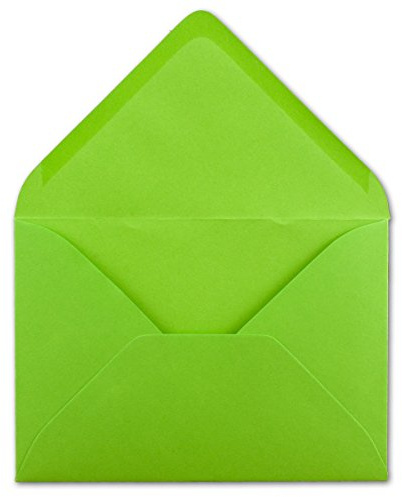 100 DIN C6 Briefumschläge Hellgrün - 11,4 x 16,2 cm - 120 g/m² Nassklebung Brief-Hüllen ohne Fenster für Einladungen von Ihrem Glüxx-Agent