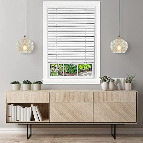Cordless Room Darkening Venetian Blind - 29 Inch Width, 64 Inch Length, 2 Vinyl Slat Size - White - GII Luna Light Filtering Horizontal Mini Windows Blinds for Interior by Achim Home Decor