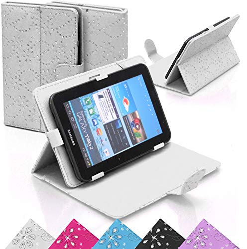 Spark Étui à Rabat Universel en Similicuir avec Support pour tablettes Samsung, Apple iPad Android PC/iPad Netbook/Galaxy Tab, Lenovo eBook Reader 7 Blanc