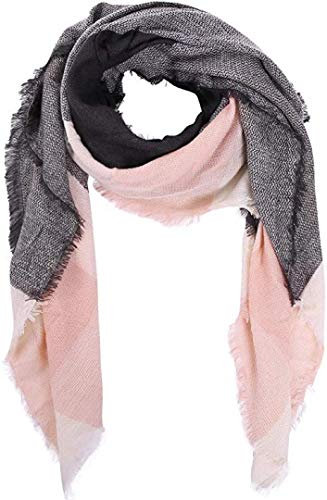 Boolavard Écharpe Plaid Cachemire Feel Classic Soft Hiver Luxueux Pour Hommes Femmes (Gris/Rose)