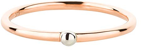 Ardeo Aurum Damenring aus 375 Gold Roségold bicolor Weißgold-Kugel Vorsteckring Stapelring schmal Solitär Gr. 52