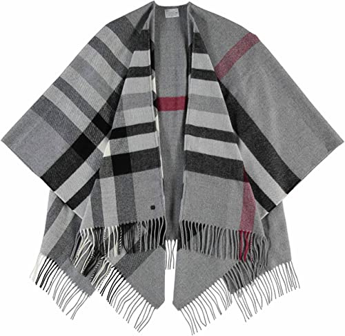 FRAAS Poncho 130 x 150 cm - Made In Germany - Ruana kariert Aus Reinem Polyacryl - Für Damen - Perfekt für Herbst und Winter