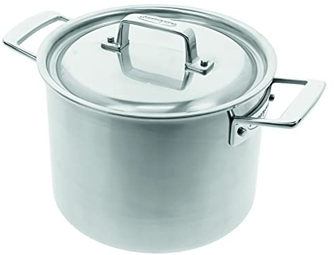 Demeyere Essential 5 Suppentopf fuer Induktion und alle anderen Herdarten, Topf mit Deckel aus pflegeleichtem 5-lagigen Edelstahl, 30 Jahre Qualitaets-Garantie, 24 cm gross