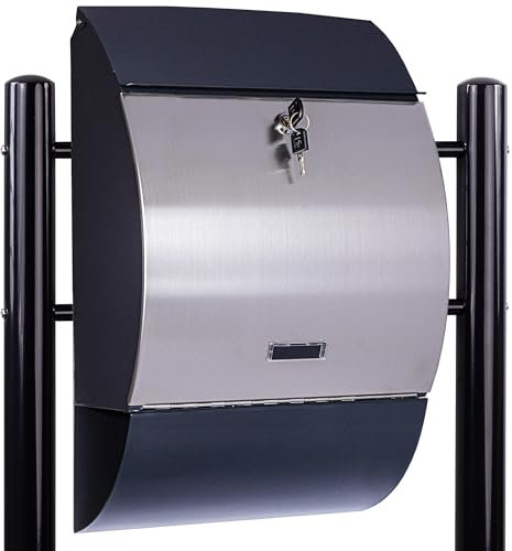 STILISTA® Hochwertiger Standbriefkasten mit Zeitungsfach mit Pulverbeschichtung, Verschiedene Designs