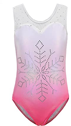 Sinoeem Gymnastikanzug Kinder Mädchen Diamond Splice Tank Trikot Langarm/Ärmellos Turnanzug Ballettröckchen Kleid Trikotanzug Tanz Kleid Gymnastik Dancewear