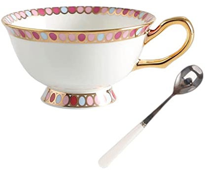 ZOGBX Taza de té,Tazas de Café Florales Europeo,Juegos Tazas de Café Porcelana Vintage,Juego de Tazas de la Tarde Inglesa,Bone China Conjunto de Café usada for Latte,Americano,Té (Color : Pink)