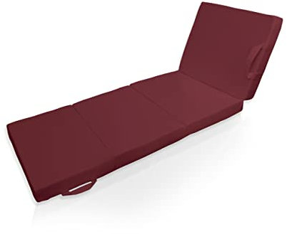 Home-Vision Klappmatratze, Gästematratze, 4-teilige Faltmatratze, Faltbare Matratze Reisebett Tragbares Gästebett & Campingbett Kollektion Kier (L Weinrot, 195x70x8cm, 1 Stück)