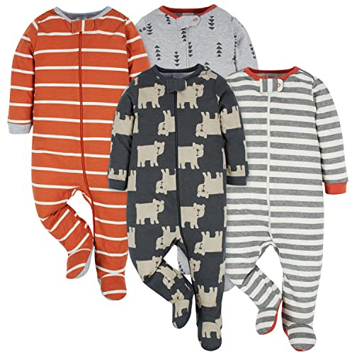 Onesies Brand Baby Boys 4-pack 'N Plays Footies And Toddler Sleepers, Bear, 6-9 Months US