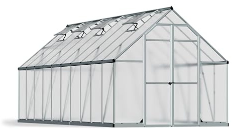 Canopia by Palram Gewächshaus Gross Essence 8x20 Treibhaus 244x607 cm Aluminium Silber Tomatenhaus Polycarbonatplatten UV-beständig