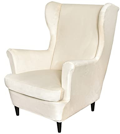 VanderHOME Luxuriöses Schonbezüge Bezug Sesselhusse Elastisch Ohrensessel Schonbezüge Stretch Sesselüberwürfe Waschbar Sofahusse Möbelschutz -Hellbeige