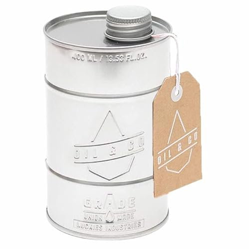 3 x Novelty Oil Drum Shaped Bottle | Kitchen Storage | Liquid, Condiments & Oil Dispenser | 400ml | Metal Retro Can | Silver
