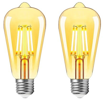 PureShine E27 Vintage Light Bulb,4W Led Equivalent 40W Incandescent Light Bulbs,Retro Amber Screw Edison Bulbs, Warm White 2700K,400Lm,Pack of 2