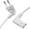 Sonero® Cable de alimentación Euro, Cable de alimentación para electrodomésticos, Enchufe Euro de 90° a Enchufe IEC de 90° C7, 2,00 m, Blanco