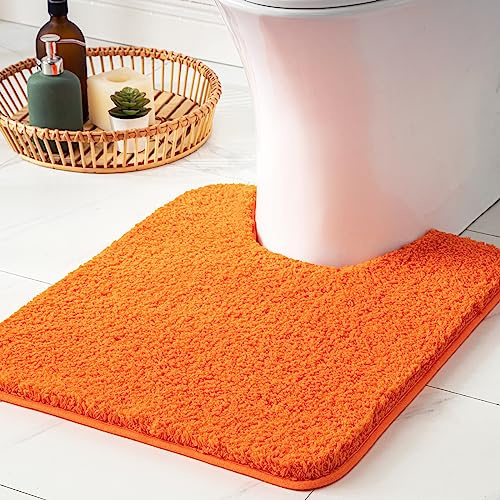 MIULEE Badematte Toilett Badteppich U Förmige rutschfest Orange 50x50 cm | Weiche Deko Matte Fußmatte Flauschig Teppich Waschbar Badteppich Badvorleger Badezimmerteppich für WC Badezimmer