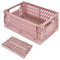 DEARBAG Paniers de Rangement Pliables en Plastique Caisse Pliante Rangement avec Poignée Boîtes de Rangement en Plastique Caisses Pliable pour Cuisine Chambre à Coucher Bureau (Rose)