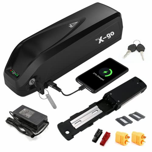 X-go E Bike Akku 48V 13AH, Ebike Batterie mit 5Pin Grundplatte Ladegerät USB Schnittstelle für 750W 500W 350W 250W Elektrofahrrad Motor, Hailong Lithium-Ionen Akku