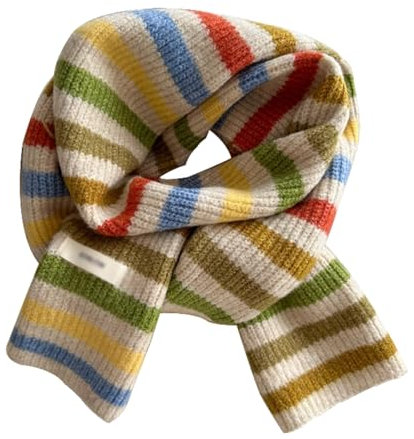 Modischer, funktionaler Schal, der Farben fängt, Schal, verdickter Strickschal, gestreifter Nackenschutz-Schal for Outdoor-Aktivitäten (Color : Multi-colored A)