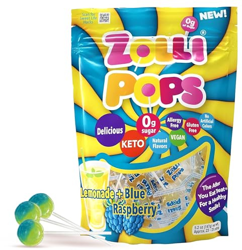 Zollipops Lemonade & Blue Raspberry - Un duo rinfrescante di lecca lecca al gusto di limonata e lampone blu, sacchetto da 5 once