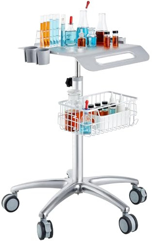 VEVOR Carrello medico, Carrello mobile da 26,77-42,91 regolabile in altezza, Carrello da laboratorio da tavolo con rotelle per clinica, bellezza e salone