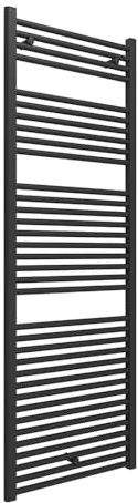 Termoarredo scaldasalviette 500x1703 interasse 45 cm in acciaio nero opaco, 25 tubi diametro 22 mm