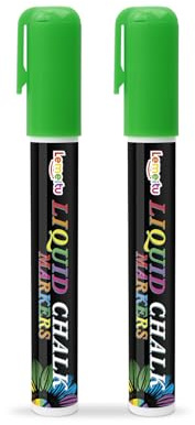 LEMEITU Flytande kritmarkörer 6 mm kritpennor med vändbar spets för svarta tavlan, svarta tavlan, glasfönster, examensfirande skola barn konst – 16 mm, grön