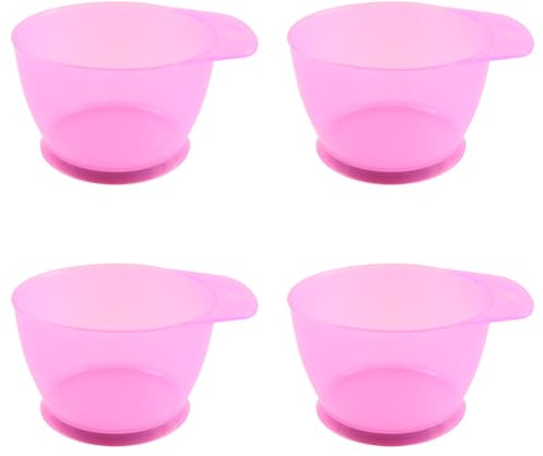 Lasenersm 4-Piece Hair Color Mixing Bowls, Transparent Pink, Plastic, Modern Style, Hair Color Bowl, Salon & Home Use