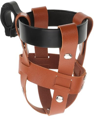 BESPORTBLE Vintage Pu Water Bottle Holder Lightweight Bottle Cage for Mountain Biking Hiking and Camping Secure Grip Brown Faux Net and Frame