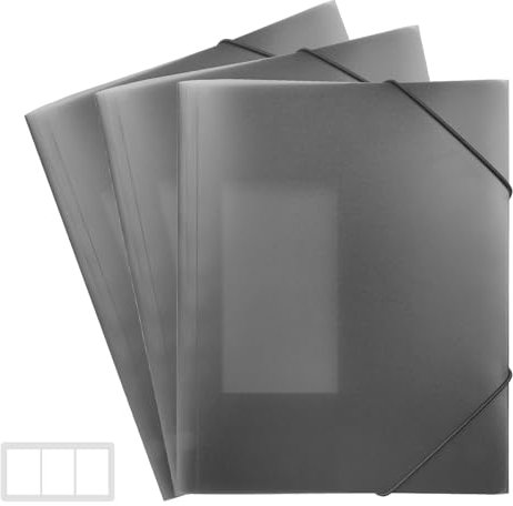 FRETONBA Schwarz Ordner 3er-Pack. Postmappe a4 Schule, Sammelmappe 3 Stück, Eckspannermappe Elastische Bandbefestigung, Schnellhefter PP-Material Robust und Langlebig, Dokumentenmappe