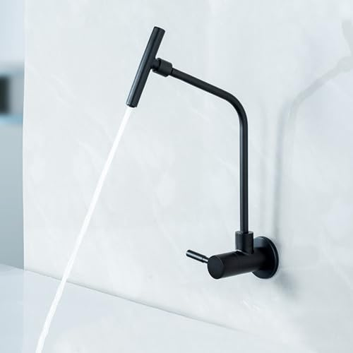 Küchenwasserhahn Spüle Wand Trinkwasserhahn Osmose Kaltwasserhahn Edelstahlhahn 360° Drehbar,Schwarz