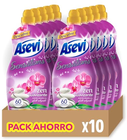 Asevi Suavizante para Ropa Sensations Zen - Suavizante Concentrado para Lavadora con Fragancia Relajante y Calmante - Esencias Naturales - Suavidad Duradera para Todo Tipo de Tejidos - 10x60 Lavados