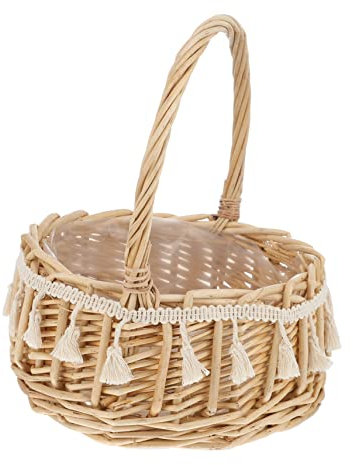 Garneck Griff Hochzeit Blumenmädchen Korb Großen Gewebten Korb Für Hochzeit Foto Prop Tragbar