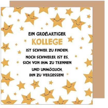 Edition Seidel Premium quadratische Glückwunschkarte zum Abschied mit Umschlag. Abschiedskarte mit Spruch für Frau Mann Kollegin Kollege Pension Abschied Rente Ruhestand Sterne (ASQ104 SW025)