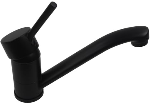 Schwarzer Matt-Messing Wasserhahn Einhebelmischer für Wohnmobil, Wohnwagen, Caravan, Camping und Boot - Hochwertig, Druckpumpen-geeignet, 15 cm, 360° Schwenkbar, Made in Germany
