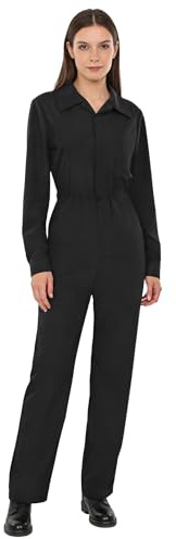 Miutii Work Coveralls for Women Casual Long Sleeve Full Body Overalls Jumpsuit Rompers Mechanic Workwear Black M