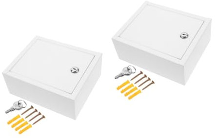Set di 2 cassette postali per cassetta del latte per esterni, con serratura a chiave, per pacchetti, struttura in lamiera di ferro, colore bianco