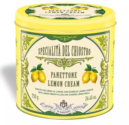 Panettone Chiostro de Specialita Italian Lemon Cream Panettone Milano Cake Treat Tin Gift 1kg