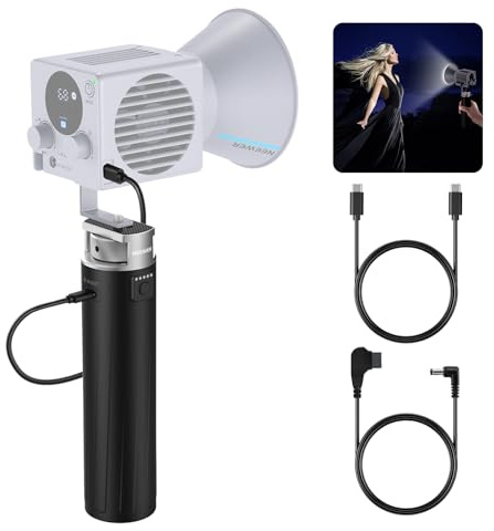 NEEWER Impugnatura Batteria di Alimentazione per Luci Video COB Serie HS/MS/HB, 6800mAh/99Wh, Uscita Type C PD 100W D TAP 14.4V/10A, Supporto Luce Portatile per Riprese in Viaggio e All’aperto, PH99E