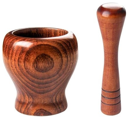 YATINGZHANG Mortero Tazón de Madera for machacador de ajo, Recipiente for triturar, Tarro for triturar, mortero, utensilio de Cocina Mortero Piedra(As Shown 11.5x11.5 c)