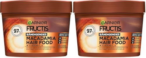 Garnier Fructis Macadamia Haarmaske, Leave-In für trockenes und widerspenstiges Haar, Natürlich sanftes Haargefühl, Glättende Wirkung und Anti-Frizz Wirkung, Ohne Silikone, Hair Food, 3in1, 400ml