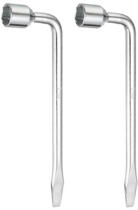 QUARKZMAN 2 stycken bildäck reservhjul hjulmutternyckel 21 mm CR-V stål L-typ slits-hexagon-hylsnyckel L-format däckreparationsverktyg för fordonsreparation